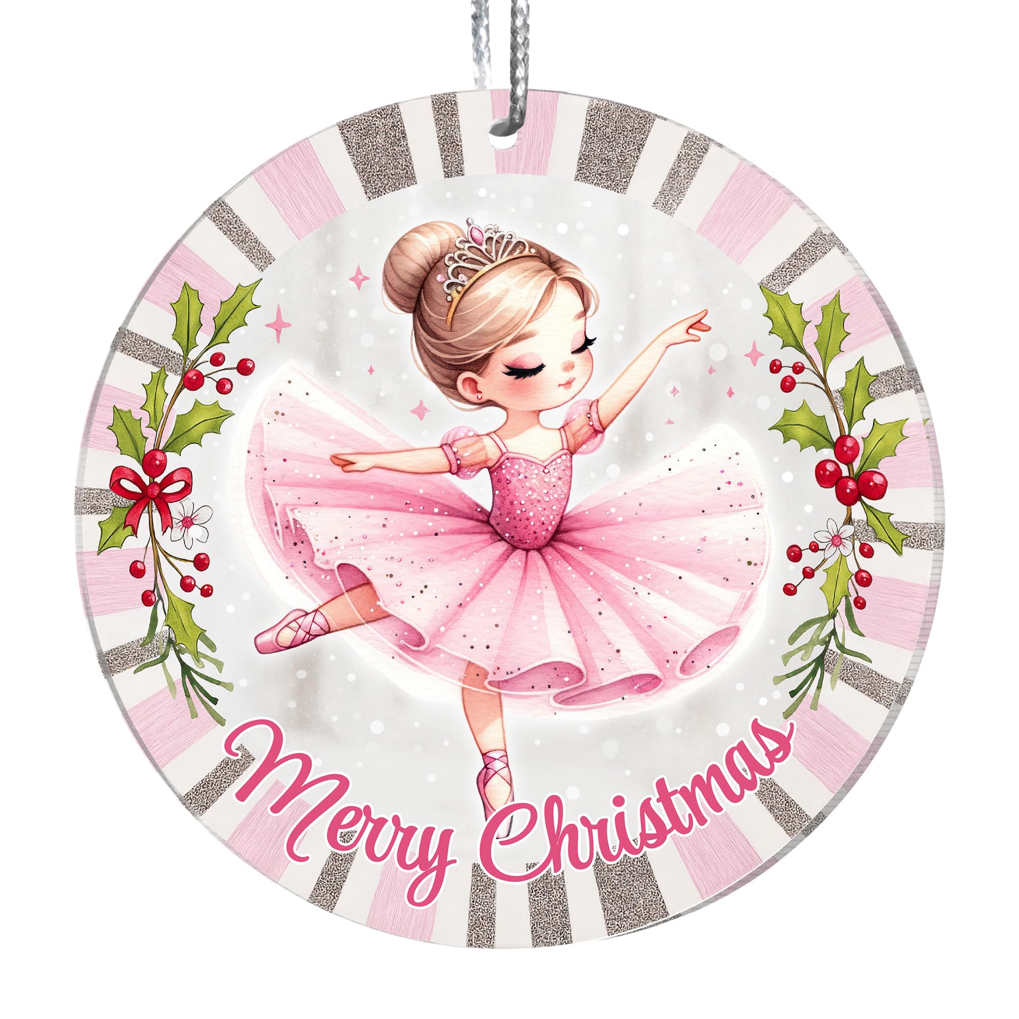Pink Ballerina Ornament for Girls closeup