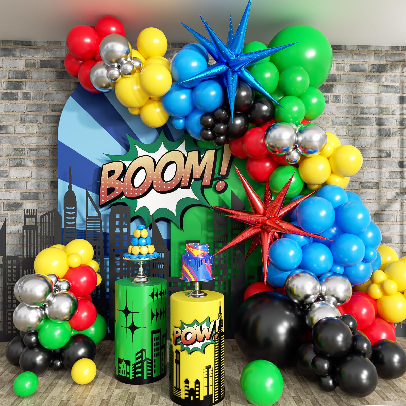 Balloon Arch Garland Kit 137pcs multicolor red blue yellow green black