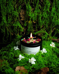 Baltic Amber Chakra Candle with dried flowers