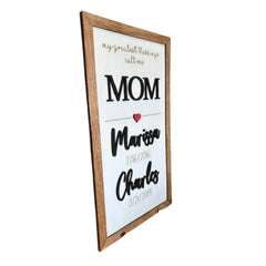 Birthdates etched with children's names on Baltic birch wood decor