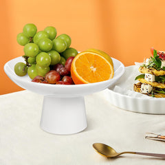 Stable pedestal base supports serving items
