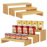 Bamboo Can Organizer for Pantry two sets in natural finish
