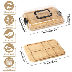 Bamboo Charcuterie Board showing built-in compartments