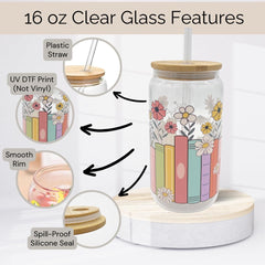 Clear glass tumbler with bamboo lid for cocktails and iced tea