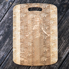 Two toned design on bamboo mermaid cutting board