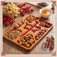 Yellow bamboo tray for nuts fruits and crackers