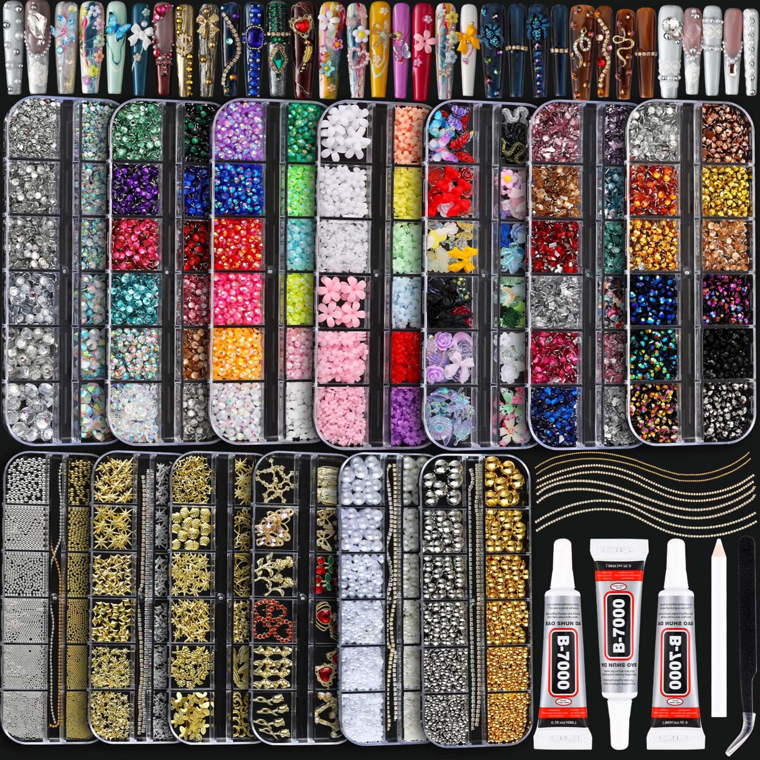 BANA Bedazzling Kit Nail Charms collection with 13 boxes