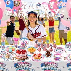 Tablecloth image for Ice Cream Drip Baseball Birthday Decorations Set