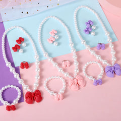 BaobaoJoy bow earrings clip-on hypoallergenic pink