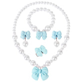 BAOBAOJOY Princess Jewelry for Little Girls bow necklace bracelet ring earrings blue