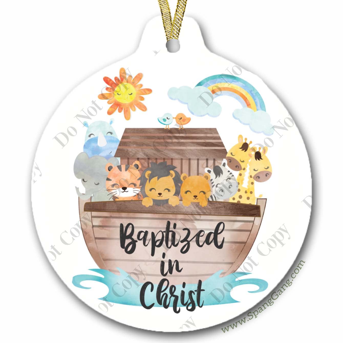 Baptism ornament 3 inch white porcelain with two sides