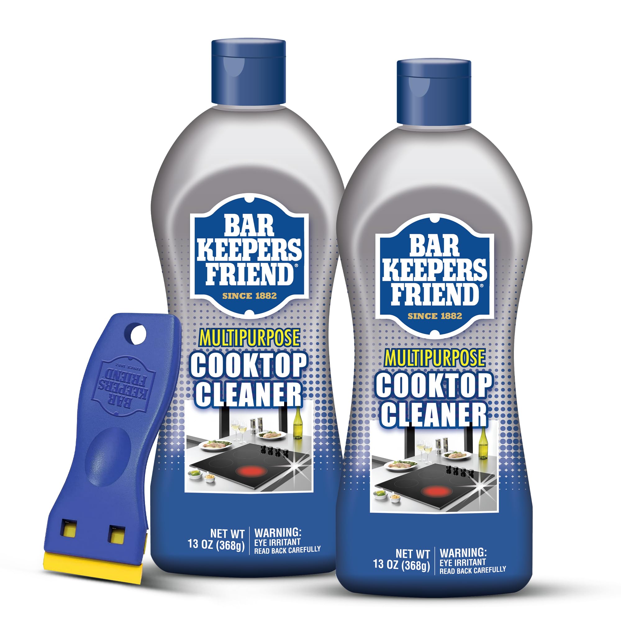 Bar Keepers Friend Cooktop Cleaner bottle with scraper 2x13oz
