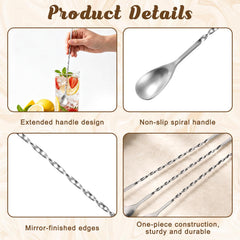bar mixing spoon stainless steel with silver finish