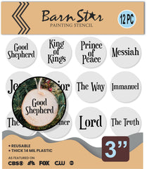 Barn Star Stencils Names of Jesus Christ Ornament Stencils 3 inch round