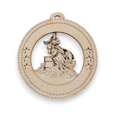 Barrel Racing Ornament made from natural wood