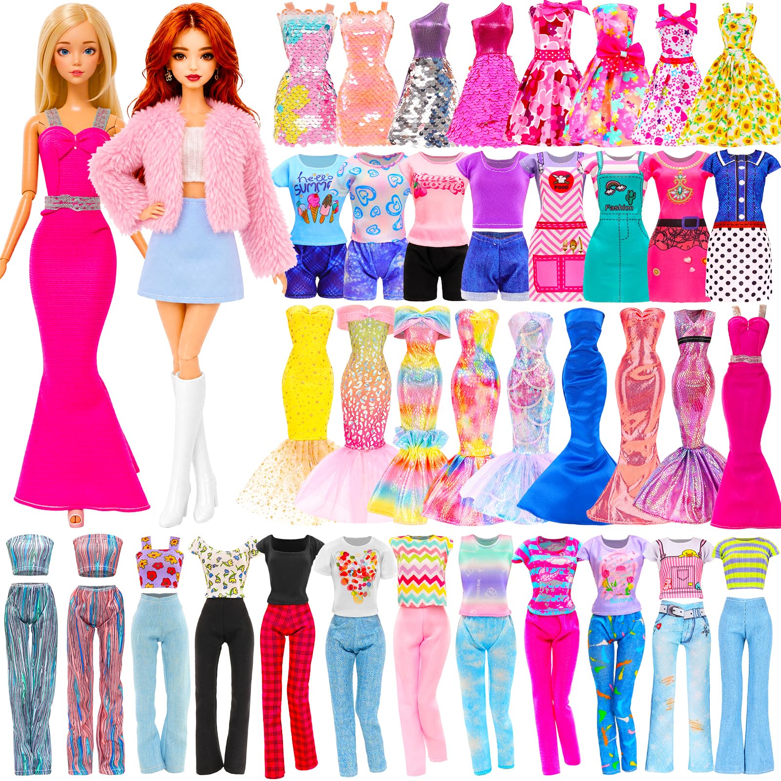 BARWA 14 piece doll clothes set for 11.5 inch dolls
