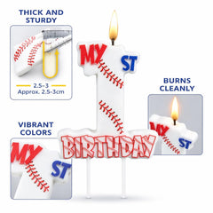 Candle topper for cakes baseball design for 1st birthday