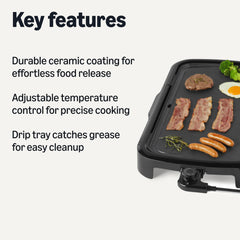 Close up of nonstick ceramic coating on Basics Electric Griddle surface