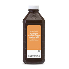 Twelve 16-fluid ounce Basics hydrogen peroxide bottles