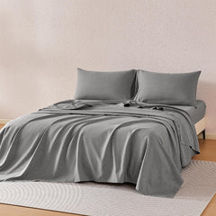 basics sheet set cationic 4-piece queen gray flat sheet 90 x 102 inches