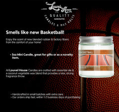 Basketball Candle 3oz mini by Louvel House with coconut-vegetable wax blend and metal lids