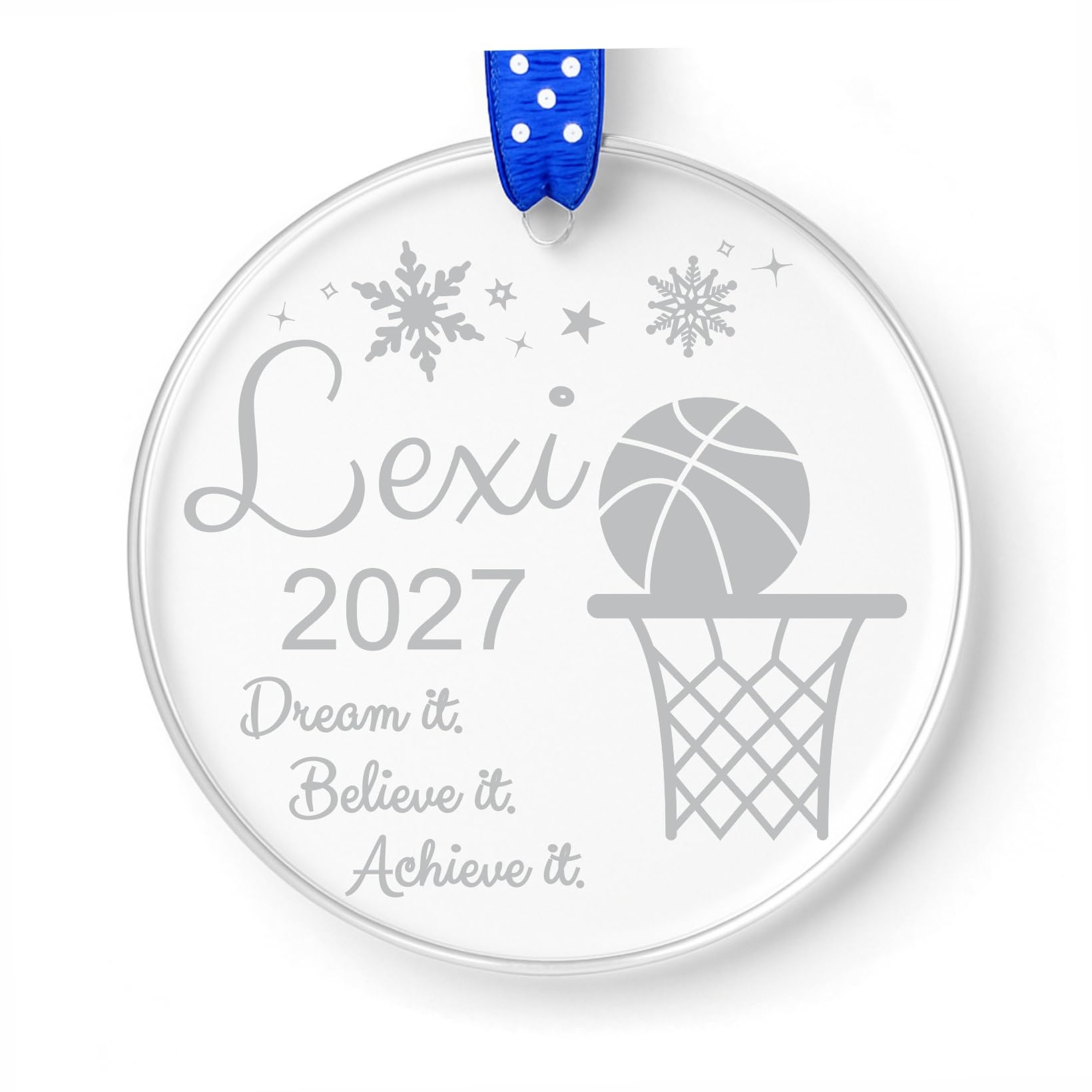 Basketball Ornament 3 inch clear acrylic