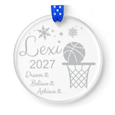Basketball Ornament 3 inch clear acrylic