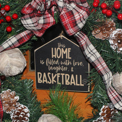 Basketball sign 6x6 for wall shelf or wreath display