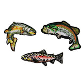 Bass Fish Rainbow Trout embroidered iron-on patches set of 3