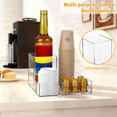 Clear cup holder and accessory storage in Basysnck coffee station