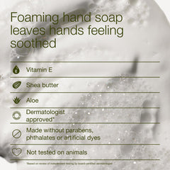 Vitamin E shea aloe nourished foam hand soap ingredients on bottle