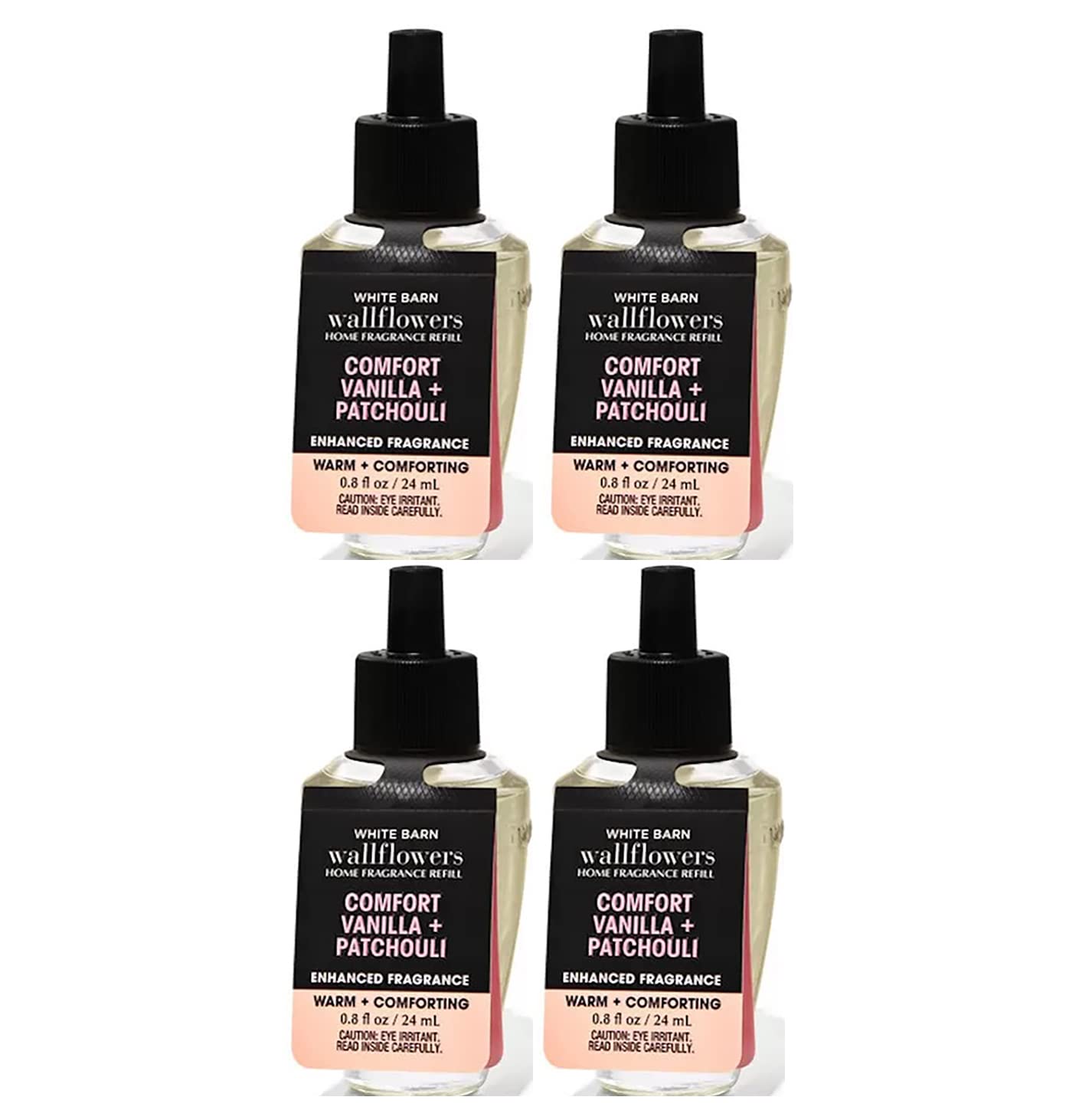 Bath & Body Works Comfort Vanilla Patchouli WallFlowers fragrance refill 4-pack total 3.2 fl oz