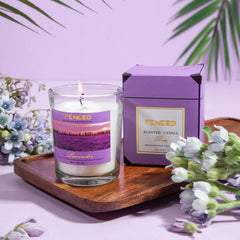 soap and scented candle in purple box gift