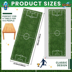 Polyester soccer table runner with realistic field markings