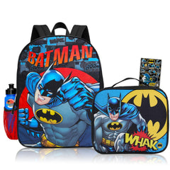 Batman Backpack and Lunch Box Set for Boys 15x12x5 inches with detachable insulated lunch bag