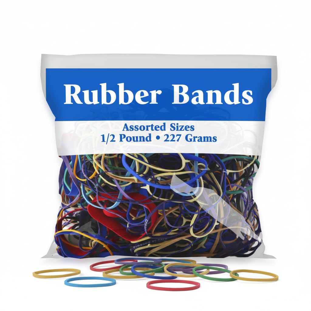 Bazic rubber bands assorted multicolor bundle for office and school
