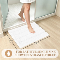 Bcoimo white bath rug mat placed near a shower for small spaces