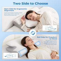 BDEUS cervical pillow roll side with massage ribs