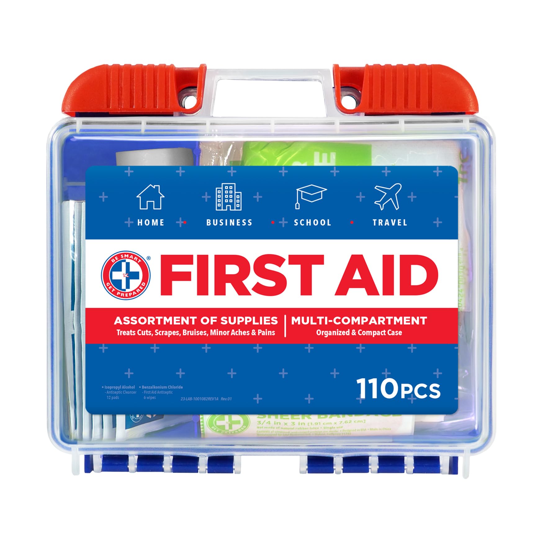 Be Smart Get Prepared 110pc first aid kit front view
