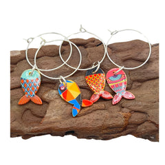 Beach party favors wine glass charms sea glass style