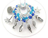 Beach Wine Charms seashell on stemmed glass set