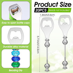 Beadable beer opener size 5.71 x 1.42 inches stainless steel silver