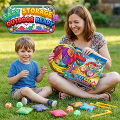 10 bean bags and 10 sticky balls included