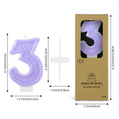 2.76 inch BEAN LIEVE candle number 3 with sequins
