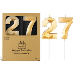 BEAN LIEVE 27th Birthday Candle crystal number on cake