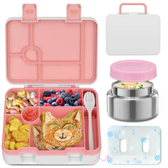 beaquee bento lunch box kids pink set