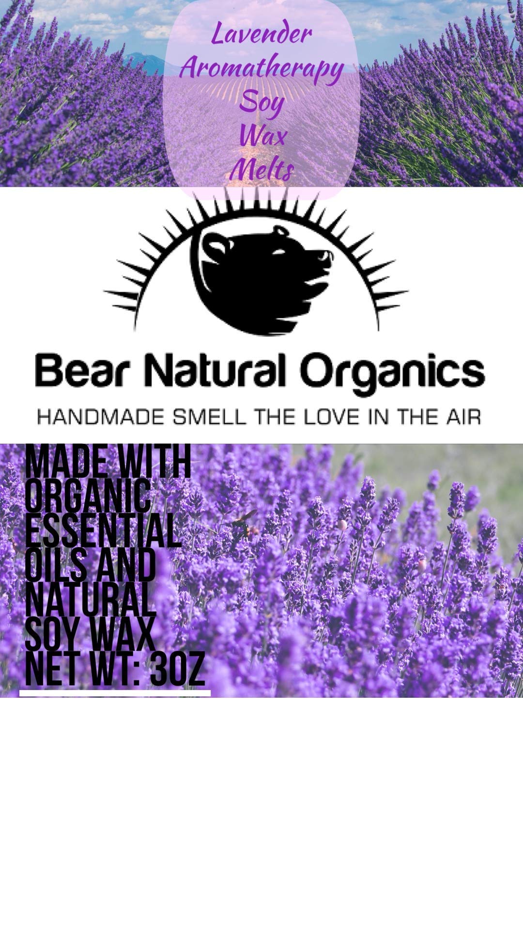 BearNaturalOrganics lavender essential oil wax melts in 6 cavity pack