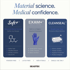 BEASTEK nitrile exam gloves 100ct box latex-free powder-free