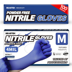 BEASTEK nitrile exam gloves size M 4mil powder-free blue violet