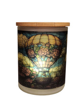 Beautiful hot air balloon stained glass tea light holder close up